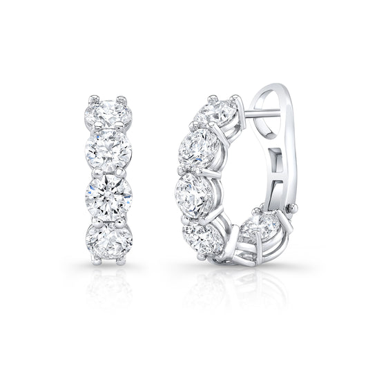 Round Diamond Huggie Hoop Earrings
