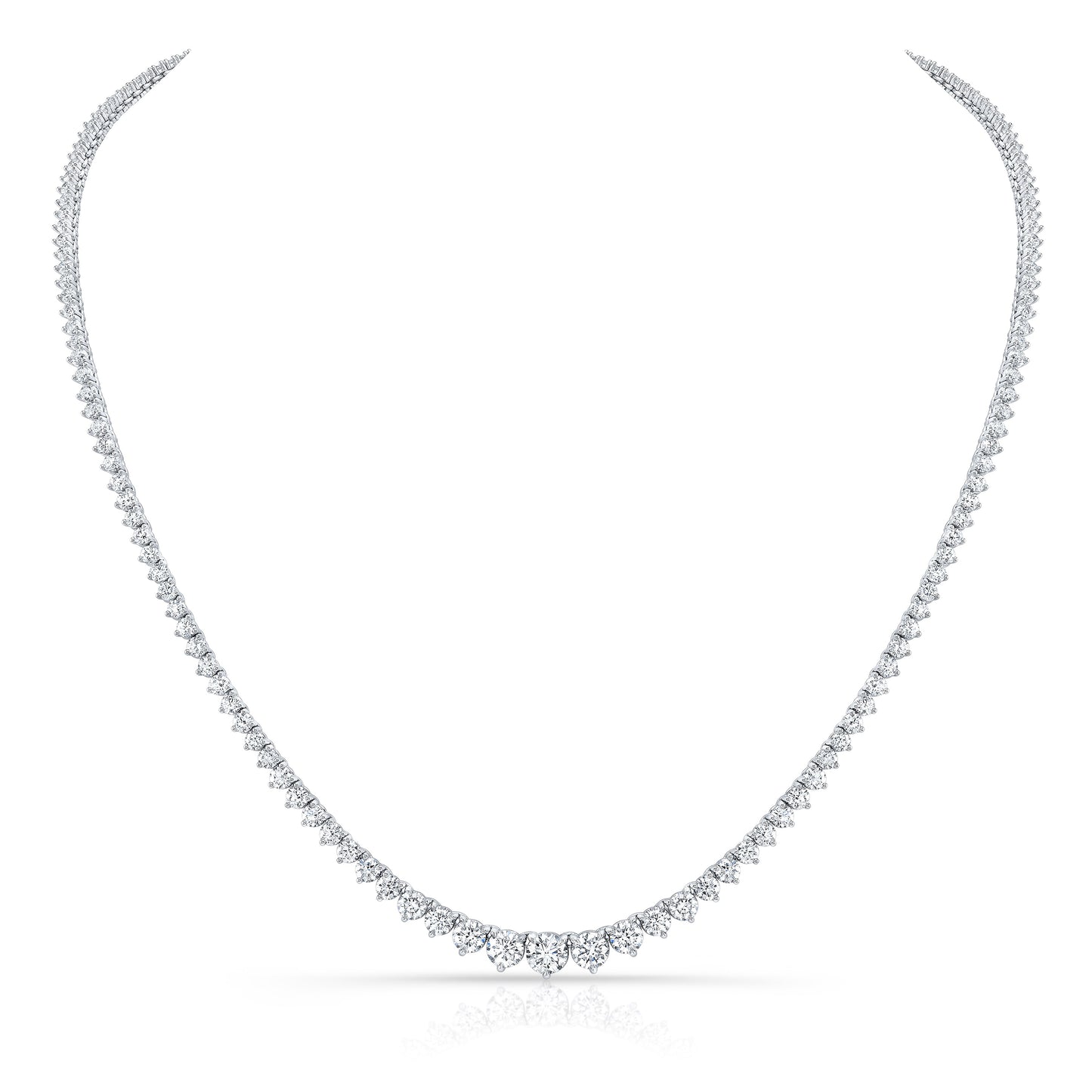 Graduated Round Diamond Tennis Necklace