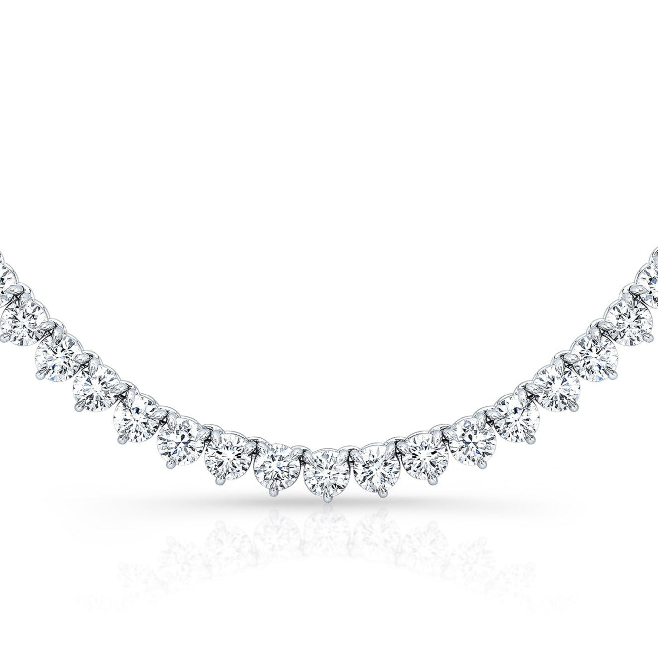 Round Diamond Three-Prong Tennis Necklace