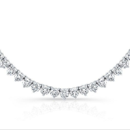 Round Diamond Three-Prong Tennis Necklace