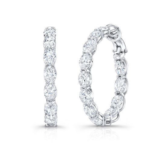 Oval Diamond Hoop Earrings