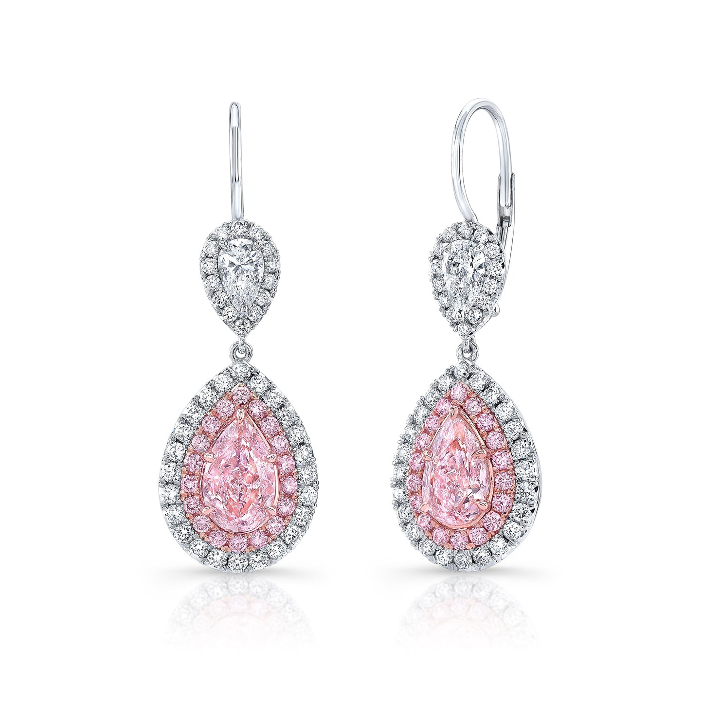 Fancy Pink Pear Drop Earrings