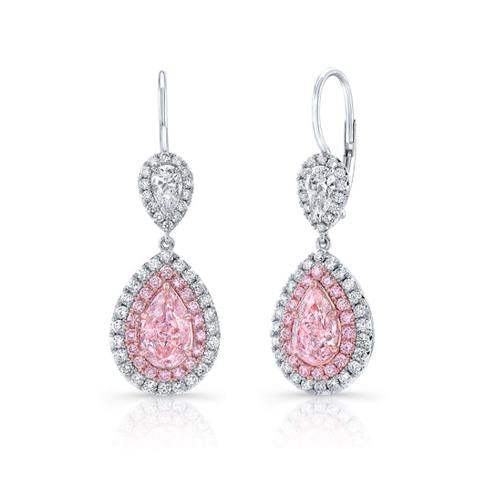 Fancy Pink Pear Drop Earrings